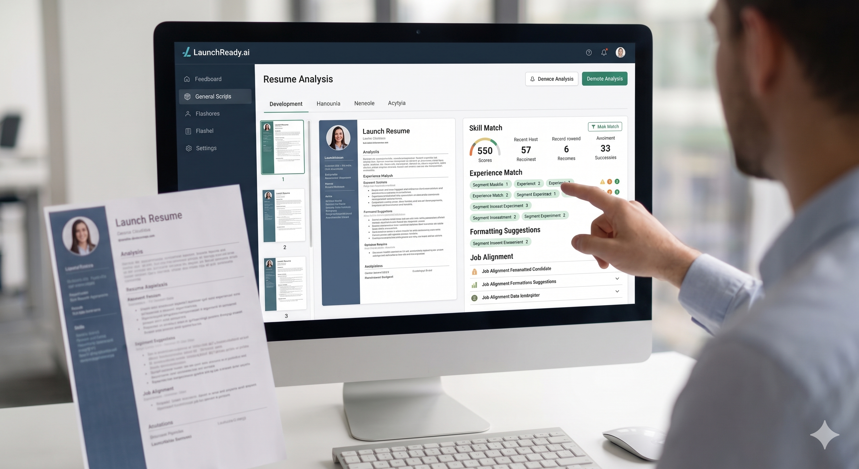 Resume analysis dashboard on LaunchReady.ai